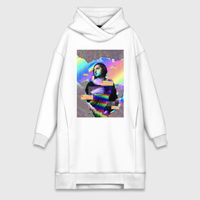 Платье-худи хлопок с принтом Can you meet the creator в городе Новоалтайск,  |  | art | digital | glitch | retro | retrowave | statue | synthwave | vaporwave | арт | глитч | глюк | искажение | искусство | ошибка | ретровейв | синтвейв | статуя | цифровое | цифровой