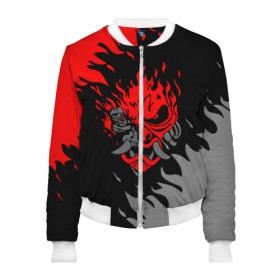 Женский бомбер 3D с принтом CYBERPUNK 2077 SAMURAI в городе Новоалтайск, 100% полиэстер | застегивается на молнию, по бокам два кармана без застежек, мягкие манжеты, по низу бомбера и на воротнике — эластичная резинка | cd project red | cyberpunk 2077 | keanu reeves | samurai | киану ривз | киберпанк 2077 | самураи