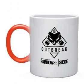 Кружка хамелеон с принтом RAINBOW SIX | SIEGE OUTBREAK в городе Новоалтайск, керамика | меняет цвет при нагревании, емкость 330 мл | 6 | outbreak | rainbow | rainbow six siege | six | tom clancys | радуга осада | том клэнси