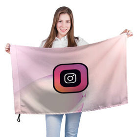 Флаг 3D с принтом Instagram(редактируемое лого) в городе Новоалтайск, 100% полиэстер | плотность ткани — 95 г/м2, размер — 67 х 109 см. Принт наносится с одной стороны | 