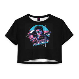 Женская футболка Cropp-top с принтом Stranger Things в городе Новоалтайск, 100% полиэстер | круглая горловина, длина футболки до линии талии, рукава с отворотами | 11 | demogorgon | made in the 80s | retro | stranger things | демогоргон | загадочные события | изнанка | кино | монстр | очень странные дела | сериал | фильм
