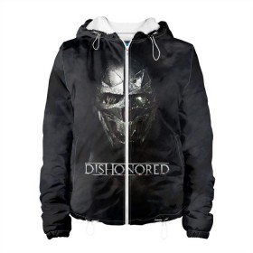 Женская куртка 3D с принтом DISHONORED в городе Новоалтайск, ткань верха — 100% полиэстер, подклад — флис | прямой крой, подол и капюшон оформлены резинкой с фиксаторами, два кармана без застежек по бокам, один большой потайной карман на груди. Карман на груди застегивается на липучку | Тематика изображения на принте: dishonored | dishonored 2 | korvo | дисхоноред | корво | корво аттано | стелс | эмили колдуин