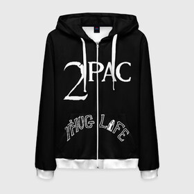 Мужская толстовка 3D на молнии с принтом 2pac+DR (спина) в городе Новоалтайск, 100% полиэстер | длина до линии бедра, манжеты и пояс оформлены мягкой тканевой резинкой, двухслойный капюшон со шнурком для регулировки, спереди молния, по бокам два кармана | 