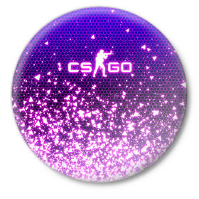 Значок с принтом CS:GO neon в городе Новоалтайск,  металл | круглая форма, металлическая застежка в виде булавки | counter strike | cs go | global offensive | logo | neon | контр страйк | контра | кс го | лого
