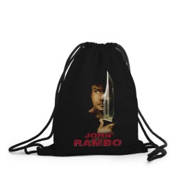 Рюкзак-мешок 3D с принтом John Rambo в городе Новоалтайск, 100% полиэстер | плотность ткани — 200 г/м2, размер — 35 х 45 см; лямки — толстые шнурки, застежка на шнуровке, без карманов и подкладки | action | army | blood | first | john | last | rambo | stallone | states | sylvester | united | usa | армия | боевик | джон | кровь | первая | последняя | рэмбо | сильвестр | сталлоне | сша