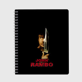 Тетрадь с принтом John Rambo в городе Новоалтайск, 100% бумага | 48 листов, плотность листов — 60 г/м2, плотность картонной обложки — 250 г/м2. Листы скреплены сбоку удобной пружинной спиралью. Уголки страниц и обложки скругленные. Цвет линий — светло-серый
 | action | army | blood | first | john | last | rambo | stallone | states | sylvester | united | usa | армия | боевик | джон | кровь | первая | последняя | рэмбо | сильвестр | сталлоне | сша