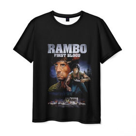 Мужская футболка 3D с принтом Rambo: First Blood в городе Новоалтайск, 100% полиэфир | прямой крой, круглый вырез горловины, длина до линии бедер | action | army | blood | first | john | last | rambo | stallone | states | sylvester | united | usa | армия | боевик | джон | кровь | первая | последняя | рэмбо | сильвестр | сталлоне | сша