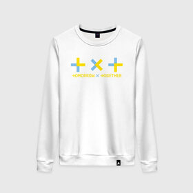 Женский свитшот хлопок с принтом TOMORROW X TOGETHER в городе Новоалтайск, 100% хлопок | прямой крой, круглый вырез, на манжетах и по низу широкая трикотажная резинка  | tomorrow x together | txt