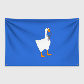 Флаг-баннер с принтом Untitled Goose Game в городе Новоалтайск, 100% полиэстер | размер 67 х 109 см, плотность ткани — 95 г/м2; по краям флага есть четыре люверса для крепления | epic store | ugg | untitled goose game | гусь | игра без названия | игра про гуся | неназванная игра про гуся