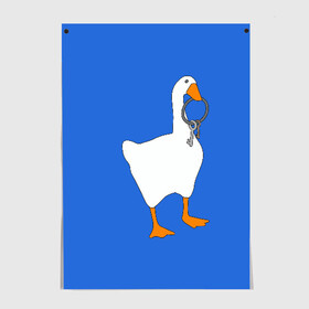 Постер с принтом Untitled Goose Game в городе Новоалтайск, 100% бумага
 | бумага, плотность 150 мг. Матовая, но за счет высокого коэффициента гладкости имеет небольшой блеск и дает на свету блики, но в отличии от глянцевой бумаги не покрыта лаком | epic store | ugg | untitled goose game | гусь | игра без названия | игра про гуся | неназванная игра про гуся