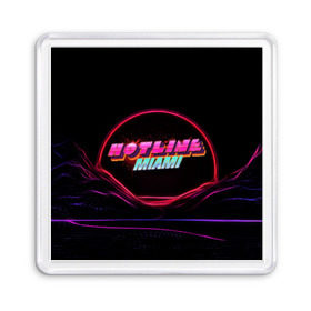 Магнит 55*55 с принтом Hotline miami(neon) в городе Новоалтайск, Пластик | Размер: 65*65 мм; Размер печати: 55*55 мм | 2d игры | game | hotline miam | neon | retrowave | в подарок | игра | надпись | неон | фанатам | хотлайн маями