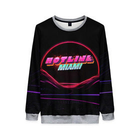 Женский свитшот 3D с принтом Hotline miami(neon) в городе Новоалтайск, 100% полиэстер с мягким внутренним слоем | круглый вырез горловины, мягкая резинка на манжетах и поясе, свободная посадка по фигуре | 2d игры | game | hotline miam | neon | retrowave | в подарок | игра | надпись | неон | фанатам | хотлайн маями