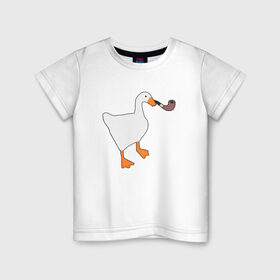 Детская футболка хлопок с принтом Untitled Goose в городе Новоалтайск, 100% хлопок | круглый вырез горловины, полуприлегающий силуэт, длина до линии бедер | Тематика изображения на принте: evil | game | goose | mem | memes | untitled | гусь | злой | игра | мем | осторожно