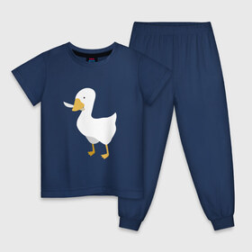 Детская пижама хлопок с принтом untitled goose в городе Новоалтайск, 100% хлопок |  брюки и футболка прямого кроя, без карманов, на брюках мягкая резинка на поясе и по низу штанин
 | game | goose | untitled | videogame | видеоигры | гусь | игры | мем