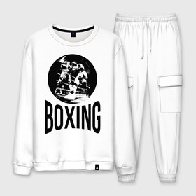 Мужской костюм хлопок с принтом Boxing (двухсторонняя) в городе Новоалтайск, 100% хлопок | на свитшоте круглая горловина, мягкая резинка по низу. Брюки заужены к низу, на них два вида карманов: два “обычных” по бокам и два объемных, с клапанами, расположенные ниже линии бедра. Брюки с мягкой трикотажной резинкой на поясе и по низу штанин. В поясе для дополнительного комфорта — широкие завязки | boxer | boxing | fight | mma | бокс | боксер | тайский бокс