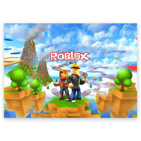 Поздравительная открытка с принтом ROBLOX в городе Новоалтайск, 100% бумага | плотность бумаги 280 г/м2, матовая, на обратной стороне линовка и место для марки
 | roblox | roblox simulator. | код роблокс | роблокс | роблокс симулятор