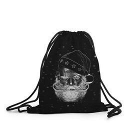 Рюкзак-мешок 3D с принтом Санта Хипстер в городе Новоалтайск, 100% полиэстер | плотность ткани — 200 г/м2, размер — 35 х 45 см; лямки — толстые шнурки, застежка на шнуровке, без карманов и подкладки | Тематика изображения на принте: 