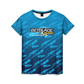 Женская футболка 3D с принтом Beyblade Burst. в городе Новоалтайск, 100% полиэфир ( синтетическое хлопкоподобное полотно) | прямой крой, круглый вырез горловины, длина до линии бедер | beyblade burst | аниме | бейблэйд бёрст | игра