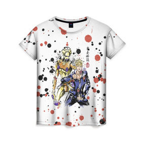 Женская футболка 3D с принтом JoJos Bizarre Adventure в городе Новоалтайск, 100% полиэфир ( синтетическое хлопкоподобное полотно) | прямой крой, круглый вырез горловины, длина до линии бедер | adventure | bizarre | joestar | jojo | jojos | jonathan | joseph | joutarou | kuujou | manga | джоджо | джозеф | джонатан | джостар | дзётаро | кудзё | манга | невероятные | приключения