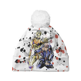 Шапка 3D c помпоном с принтом JoJos Bizarre Adventure в городе Новоалтайск, 100% полиэстер | универсальный размер, печать по всей поверхности изделия | adventure | bizarre | joestar | jojo | jojos | jonathan | joseph | joutarou | kuujou | manga | джоджо | джозеф | джонатан | джостар | дзётаро | кудзё | манга | невероятные | приключения