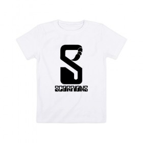 Детская футболка хлопок с принтом SCORPIONS в городе Новоалтайск, 100% хлопок | круглый вырез горловины, полуприлегающий силуэт, длина до линии бедер | Тематика изображения на принте: scorpions | клаус майне | маттиас ябс | микки ди | павел мончивода | рудольф шенкер | скорпион | скорпионс