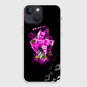 Чехол для iPhone 13 mini с принтом KILLER QUEEN розовый на черной полосе в городе Новоалтайск,  |  | adventure | jojo | jojo s bizarre | jojo’s bizarre adventure | killer queen | аниме | джоджо | манга | невероятные приключения джоджо