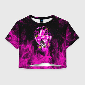 Женская футболка Crop-top 3D с принтом KILLER QUEEN | КОРОЛЕВА УБИЙЦА в городе Новоалтайск, 100% полиэстер | круглая горловина, длина футболки до линии талии, рукава с отворотами | adventure | jojo | jojo s bizarre | jojo’s bizarre adventure | killer queen | yare yare daze | аниме | джоджо | манга | невероятные приключения джоджо | яре яре дазе