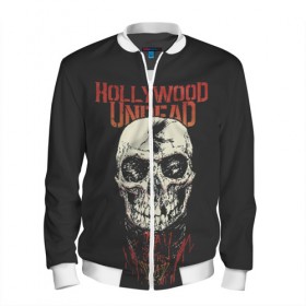 Мужской бомбер 3D с принтом Hollywood Undead в городе Новоалтайск, 100% полиэстер | застегивается на молнию, по бокам два кармана без застежек, по низу бомбера и на воротнике - эластичная резинка | hollywood | logo | mask | rap | rock | skull | undead | голливуд | лого | логотип | маски | нежить | реп | рок | рэп | череп | черепа