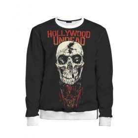 Детский свитшот 3D с принтом Hollywood Undead в городе Новоалтайск, 100% полиэстер | свободная посадка, прямой крой, мягкая тканевая резинка на рукавах и понизу свитшота | hollywood | logo | mask | rap | rock | skull | undead | голливуд | лого | логотип | маски | нежить | реп | рок | рэп | череп | черепа