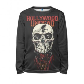 Детский лонгслив 3D с принтом Hollywood Undead в городе Новоалтайск, 100% полиэстер | длинные рукава, круглый вырез горловины, полуприлегающий силуэт
 | hollywood | logo | mask | rap | rock | skull | undead | голливуд | лого | логотип | маски | нежить | реп | рок | рэп | череп | черепа
