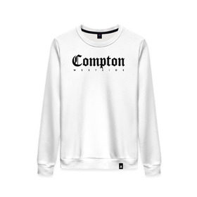 Женский свитшот хлопок с принтом Compton west side в городе Новоалтайск, 100% хлопок | прямой крой, круглый вырез, на манжетах и по низу широкая трикотажная резинка  | compton | west side | вест сайд | вестсайд | западная сторона | западное побережье | калифорния | комптон | лос анджелес | надпись | реп | реперская | рэп