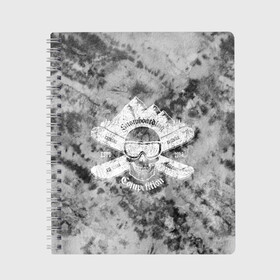 Тетрадь с принтом tie-dye snowboarding в городе Новоалтайск, 100% бумага | 48 листов, плотность листов — 60 г/м2, плотность картонной обложки — 250 г/м2. Листы скреплены сбоку удобной пружинной спиралью. Уголки страниц и обложки скругленные. Цвет линий — светло-серый
 | горы | зима | природа | снег | сноуборд | спорт