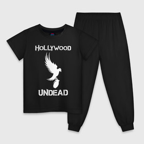 Детская пижама хлопок с принтом HOLLYWOOD UNDEAD в городе Новоалтайск, 100% хлопок |  брюки и футболка прямого кроя, без карманов, на брюках мягкая резинка на поясе и по низу штанин
 | deuce | hollywood undead | hu | j dog | shady jeff | голивудская нежить | голливуд | даниэль мурильо | джордан террелл | джордж артур рейган | дилан альварес | мэттью сент клер | нежить
