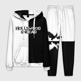 Мужской костюм 3D с принтом HOLLYWOOD UNDEAD в городе Новоалтайск, 100% полиэстер | Манжеты и пояс оформлены тканевой резинкой, двухслойный капюшон со шнурком для регулировки, карманы спереди | deuce | hollywood undead | hu | j dog | shady jeff | голивудская нежить | голливуд | даниэль мурильо | джордан террелл | джордж артур рейган | дилан альварес | мэттью сент клер | нежить