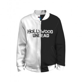 Детский бомбер 3D с принтом HOLLYWOOD UNDEAD в городе Новоалтайск, 100% полиэстер | застегивается на молнию, по бокам два кармана без застежек, мягкие манжеты, по низу бомбера и на воротнике — эластичная резинка | deuce | hollywood undead | hu | j dog | shady jeff | голивудская нежить | голливуд | даниэль мурильо | джордан террелл | джордж артур рейган | дилан альварес | мэттью сент клер | нежить