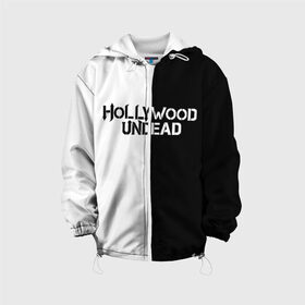Детская куртка 3D с принтом HOLLYWOOD UNDEAD в городе Новоалтайск, 100% полиэстер | застежка — молния, подол и капюшон оформлены резинкой с фиксаторами, по бокам — два кармана без застежек, один потайной карман на груди, плотность верхнего слоя — 90 г/м2; плотность флисового подклада — 260 г/м2 | deuce | hollywood undead | hu | j dog | shady jeff | голивудская нежить | голливуд | даниэль мурильо | джордан террелл | джордж артур рейган | дилан альварес | мэттью сент клер | нежить