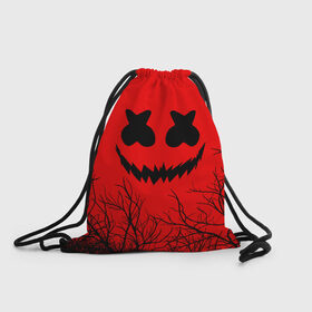 Рюкзак-мешок 3D с принтом MARSHMELLO HALLOWEEN в городе Новоалтайск, 100% полиэстер | плотность ткани — 200 г/м2, размер — 35 х 45 см; лямки — толстые шнурки, застежка на шнуровке, без карманов и подкладки | america | dj | halloween | marshmello | marshmello halloween | usa | америка | маршмелло | маршмелло хеллоуин | хеллоуин | хэллоуин