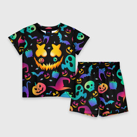 Детский костюм с шортами 3D с принтом MARSHMELLO HALLOWEEN в городе Новоалтайск,  |  | america | dj | halloween | marshmello | marshmello halloween | usa | америка | маршмелло | маршмелло хеллоуин | хеллоуин | хэллоуин