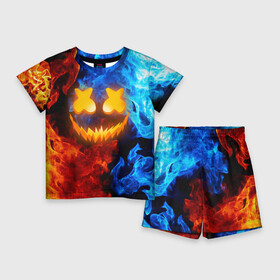 Детский костюм с шортами 3D с принтом MARSHMELLO HALLOWEEN в городе Новоалтайск,  |  | america | dj | halloween | marshmello | marshmello halloween | usa | америка | маршмелло | маршмелло хеллоуин | хеллоуин | хэллоуин