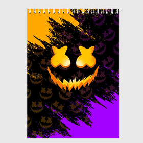 Скетчбук с принтом MARSHMELLO HALLOWEEN в городе Новоалтайск, 100% бумага
 | 48 листов, плотность листов — 100 г/м2, плотность картонной обложки — 250 г/м2. Листы скреплены сверху удобной пружинной спиралью | america | dj | halloween | marshmello | marshmello halloween | usa | америка | маршмелло | маршмелло хеллоуин | хеллоуин | хэллоуин