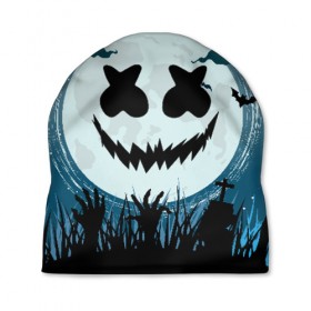 Шапка 3D с принтом MARSHMELLO HALLOWEEN в городе Новоалтайск, 100% полиэстер | универсальный размер, печать по всей поверхности изделия | america | dj | halloween | marshmello | marshmello halloween | usa | америка | маршмелло | маршмелло хеллоуин | хеллоуин | хэллоуин