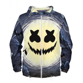 Мужская ветровка 3D с принтом MARSHMELLO HALLOWEEN в городе Новоалтайск, 100% полиэстер | подол и капюшон оформлены резинкой с фиксаторами, два кармана без застежек по бокам, один потайной карман на груди | Тематика изображения на принте: america | dj | halloween | marshmello | marshmello halloween | usa | америка | маршмелло | маршмелло хеллоуин | хеллоуин | хэллоуин