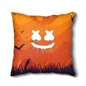 Подушка 3D с принтом MARSHMELLO HALLOWEEN в городе Новоалтайск, наволочка – 100% полиэстер, наполнитель – холлофайбер (легкий наполнитель, не вызывает аллергию). | состоит из подушки и наволочки. Наволочка на молнии, легко снимается для стирки | america | dj | halloween | marshmello | marshmello halloween | usa | америка | маршмелло | маршмелло хеллоуин | хеллоуин | хэллоуин