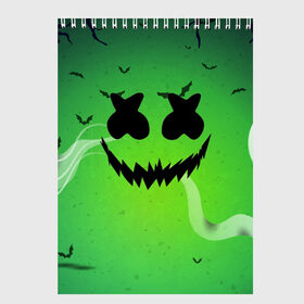 Скетчбук с принтом MARSHMELLO HALLOWEEN в городе Новоалтайск, 100% бумага
 | 48 листов, плотность листов — 100 г/м2, плотность картонной обложки — 250 г/м2. Листы скреплены сверху удобной пружинной спиралью | america | dj | halloween | marshmello | marshmello halloween | usa | америка | маршмелло | маршмелло хеллоуин | хеллоуин | хэллоуин