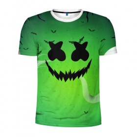 Мужская футболка 3D спортивная с принтом MARSHMELLO HALLOWEEN в городе Новоалтайск, 100% полиэстер с улучшенными характеристиками | приталенный силуэт, круглая горловина, широкие плечи, сужается к линии бедра | Тематика изображения на принте: america | dj | halloween | marshmello | marshmello halloween | usa | америка | маршмелло | маршмелло хеллоуин | хеллоуин | хэллоуин