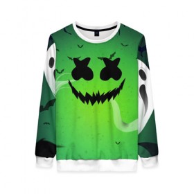 Женский свитшот 3D с принтом MARSHMELLO HALLOWEEN в городе Новоалтайск, 100% полиэстер с мягким внутренним слоем | круглый вырез горловины, мягкая резинка на манжетах и поясе, свободная посадка по фигуре | america | dj | halloween | marshmello | marshmello halloween | usa | америка | маршмелло | маршмелло хеллоуин | хеллоуин | хэллоуин