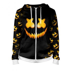 Женская толстовка 3D на молнии MARSHMELLO HALLOWEEN: в городе Новоалтайск, 100% полиэстер | длина до линии бедра, манжеты и пояс оформлены мягкой тканевой резинкой, двухслойный капюшон со шнурком для регулировки, спереди молния, по бокам два кармана | america | dj | halloween | marshmello | marshmello halloween | usa | америка | маршмелло | маршмелло хеллоуин | хеллоуин | хэллоуин