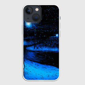 Чехол для iPhone 13 mini с принтом ЗИМНЯЯ НОЧЬ в городе Новоалтайск,  |  | Тематика изображения на принте: star | stars | texture | вечер | вечерние иллюстрации | звезда | звезды | ночной пейзаж | ночные | ночь | природа | прогулки | текстуры