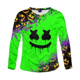 Женский лонгслив 3D с принтом MARSHMELLO HALLOWEEN в городе Новоалтайск, 100% полиэстер | длинные рукава, круглый вырез горловины, полуприлегающий силуэт | america | dj | halloween | marshmello | marshmello halloween | usa | америка | маршмелло | маршмелло хеллоуин | хеллоуин | хэллоуин