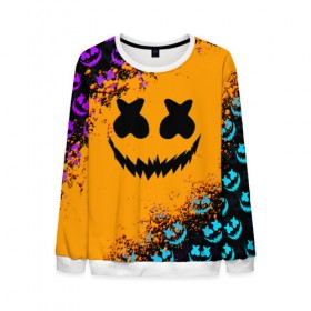 Мужской свитшот 3D с принтом MARSHMELLO HALLOWEEN в городе Новоалтайск, 100% полиэстер с мягким внутренним слоем | круглый вырез горловины, мягкая резинка на манжетах и поясе, свободная посадка по фигуре | Тематика изображения на принте: america | dj | halloween | marshmello | marshmello halloween | usa | америка | маршмелло | маршмелло хеллоуин | хеллоуин | хэллоуин